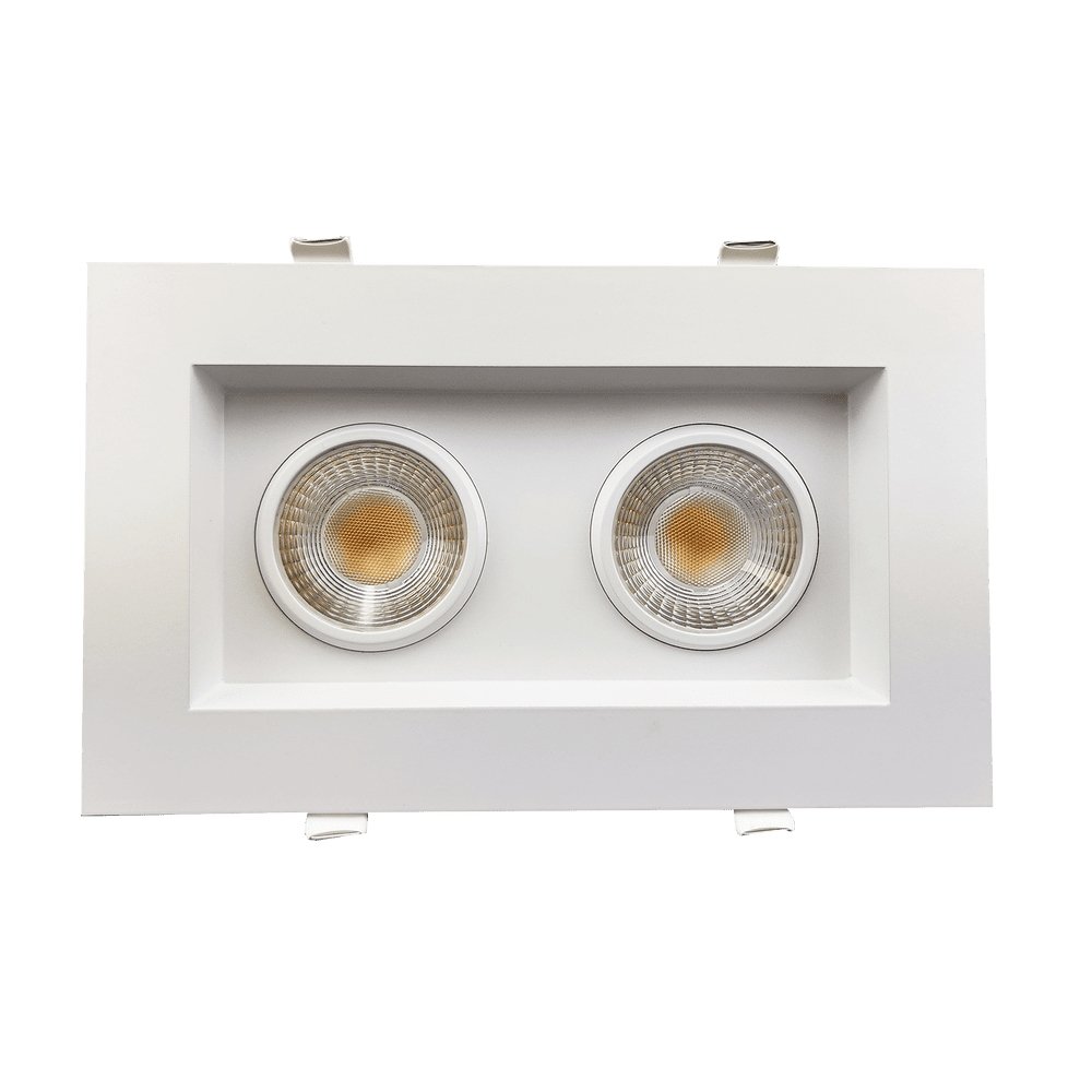 GDL-G48442Goodlite G-48442 4″ Multiple, 28W 2 Head LED Gimbal, White Finish, Selectable CCT