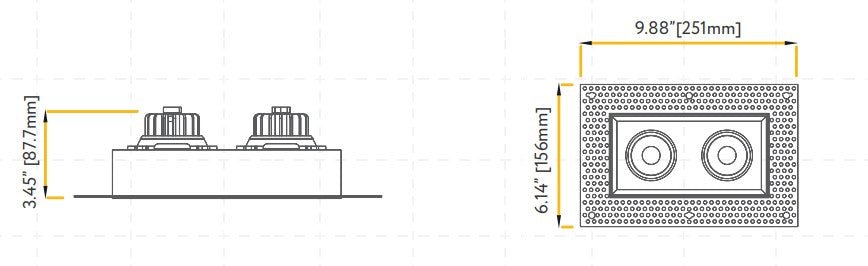 GDL-G95724Goodlite G-95724 3.5″ 28W 2 Head Gimbal Trimless Spotlight Selectable CCT
