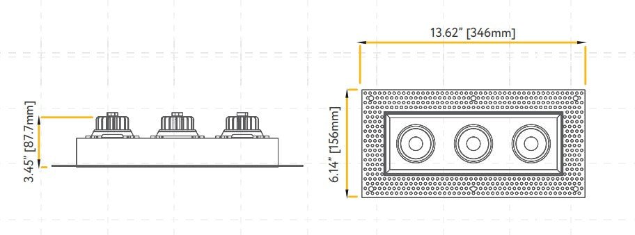 GDL-G95725Goodlite G-95725 4″ 42W 3 Head Gimbal Trimless Spotlight Selectable CCT