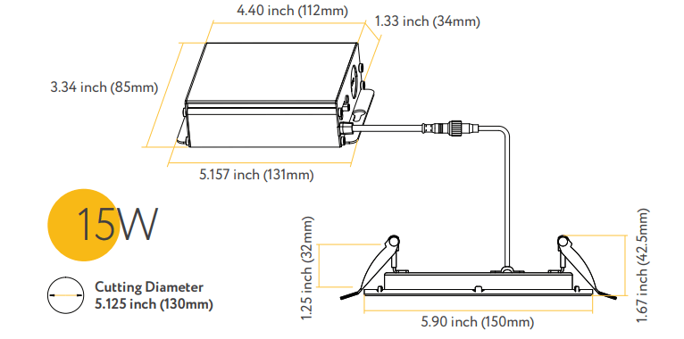 GDL-G96923Goodlite G-96923 5" 15W LED Round Recessed Slim Spotlight Selectable CCT Fire Rated