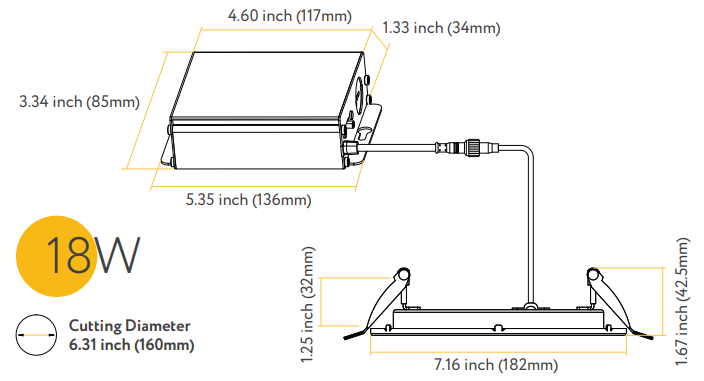 GDL-G96924Goodlite G-96924 6" 18W LED Round Recessed Slim Spotlight Selectable CCT Fire Rated