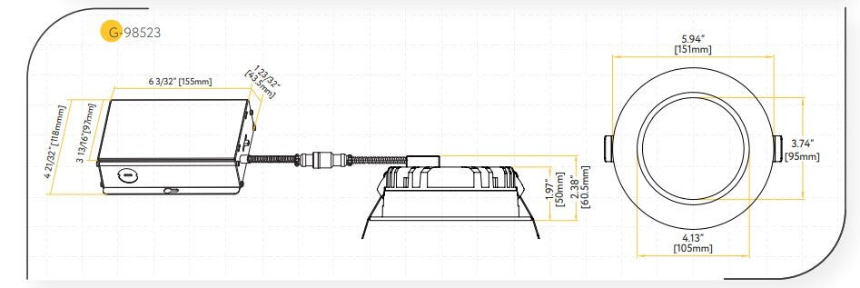 GDL-G98523Goodlite G-98523 5" 32W LED Commercial Regressed Downlight Selectable CCT/Wattage