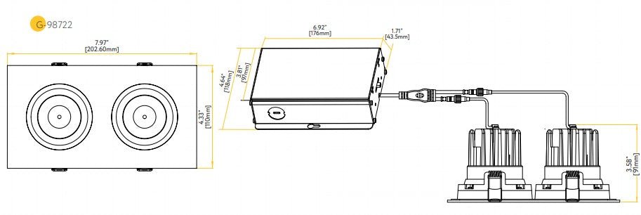 GDL-G98722Goodlite Pura G-98722 3.5" 40W LED 2 Head Gimbal Selectable CCT/Wattage
