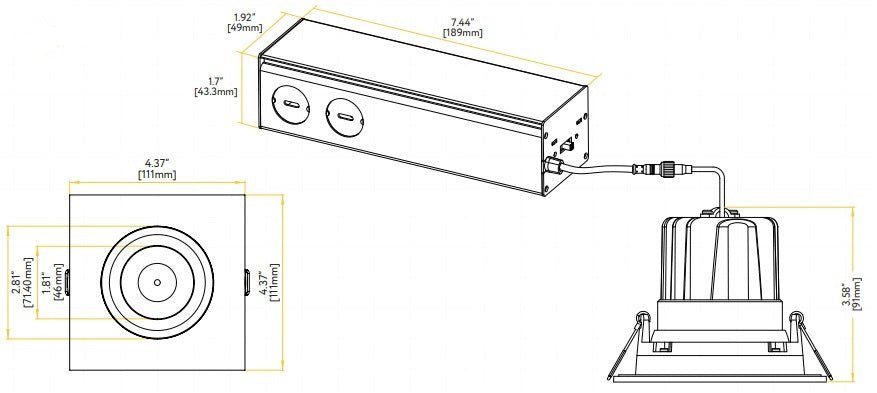 GDL-G98726Goodlite Pura G-98726 3.5" 20W LED Square Gimbal Selectable CCT/Wattage