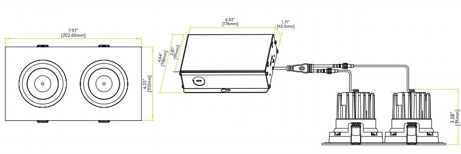 GDL-G98727Goodlite Pura G-98727 3.5" 40W LED 2 Head Gimbal Selectable CCT/Wattage