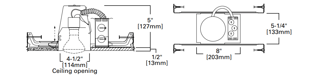 CLD-HALO-E4TATSBHALO E4TATSB 4" Non IC Air-Tite New Construction Housing 120V w/ Socket Bracket