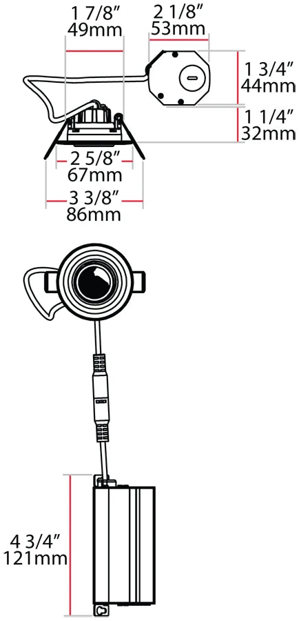 RAB-G2R5927120WRAB 5W LED 2" Canless Gimbal Downight 27K/30K/40K
