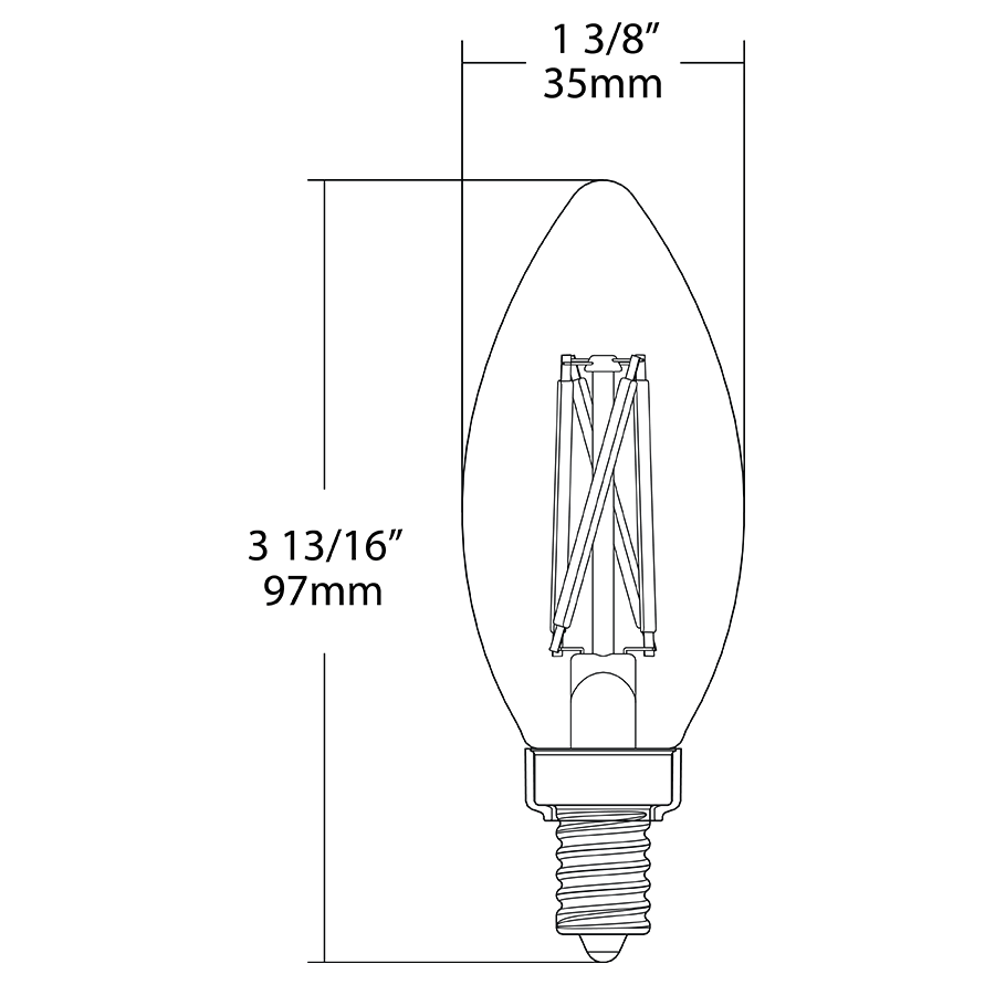 RAB-B11-5-E12-922/30-F-C-WGDRAB B11 5W LED Decorative Clear Torpedo Bulb Selectable CCT 22K-30K