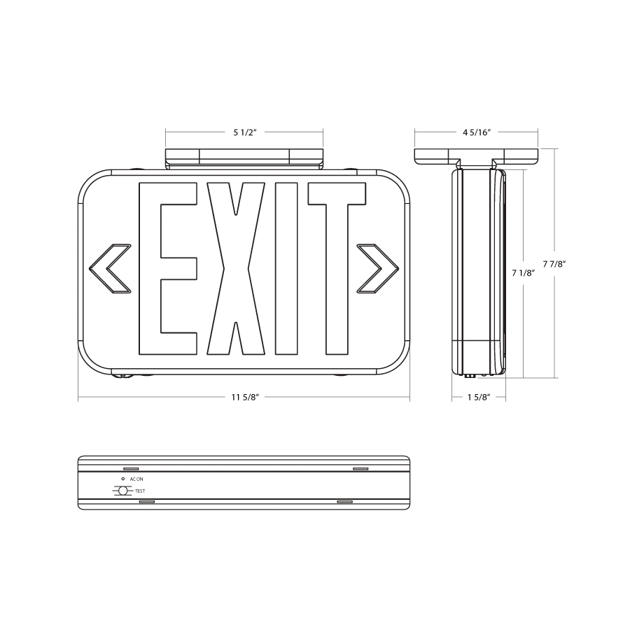 RAB-EXIT34/ERAB EXIT34 LED Exit Sign Red/Green Emergency Backup
