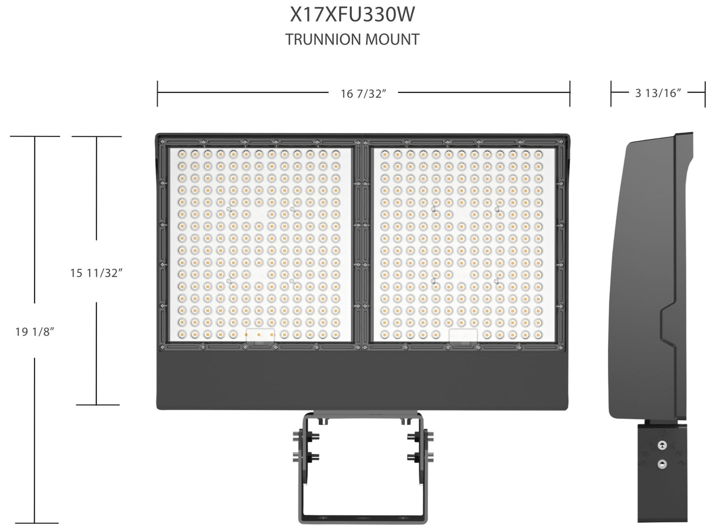 RAB-X17XFU330T/PCTRAB X17 330W LED Flood Light Trunnion/Slipfitter Mount Selectable CCT