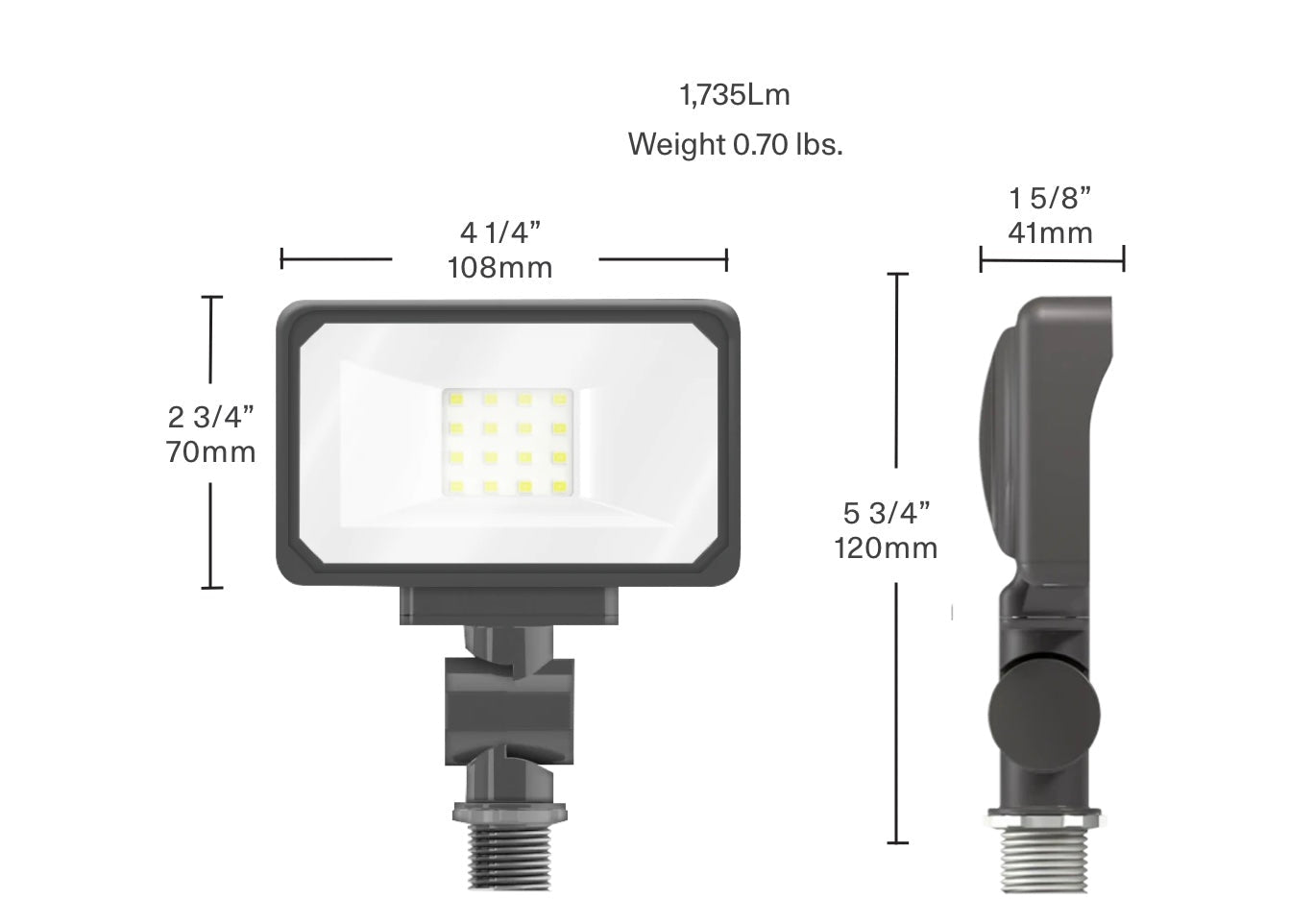 RAB-X34-16L-830W/277RAB X34 15W LED Flood Light Knuckle Mount 30K/40K/50K 277V