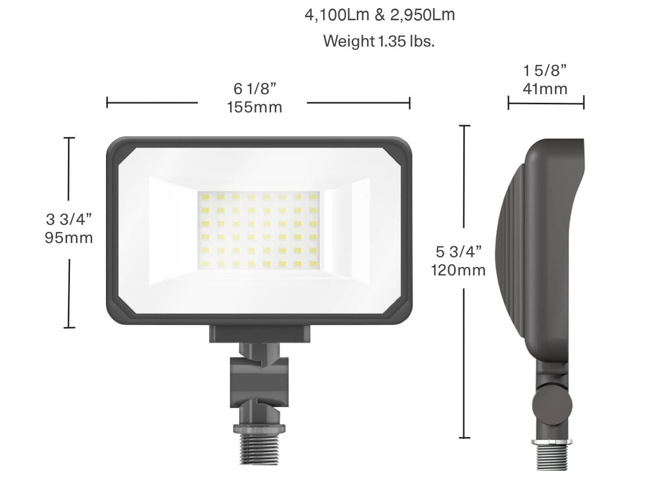 RAB-X34-25L-830W/277RAB X34 25W LED Flood Light Knuckle Mount 30K/40K/50K 277V