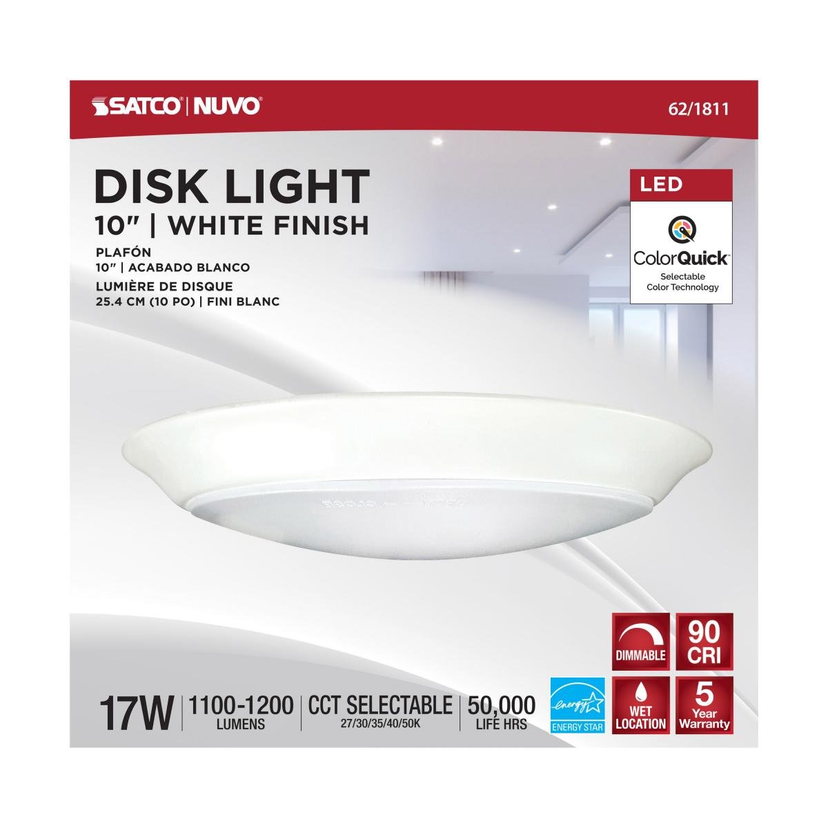SATCO-62-1811SATCO 62-1811 17W 10" LED Disk Light Flush Mount