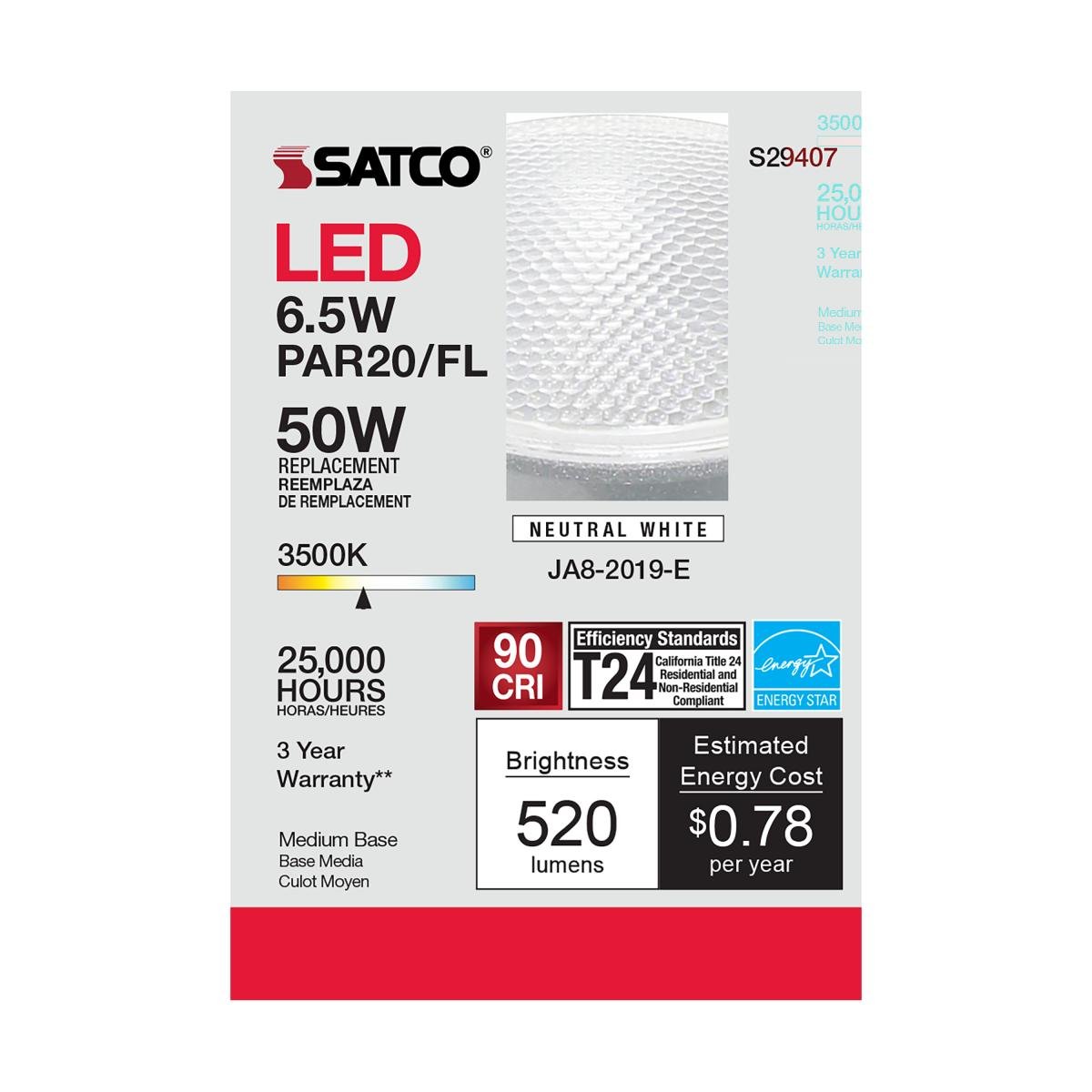 SATCO-S29407SATCO S29407 6.5W PAR20 LED 40 DEGREE 935/120V 35K