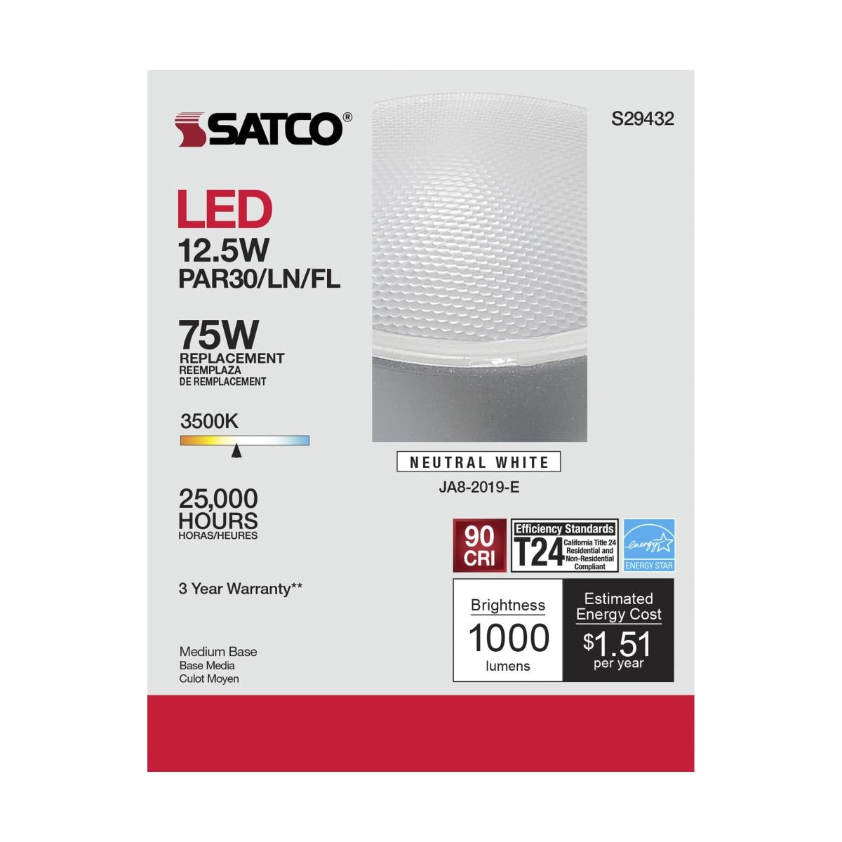 SATCO-S29432SATCO S29432 12.5W PAR30LN LED 40 Degree 935/120V