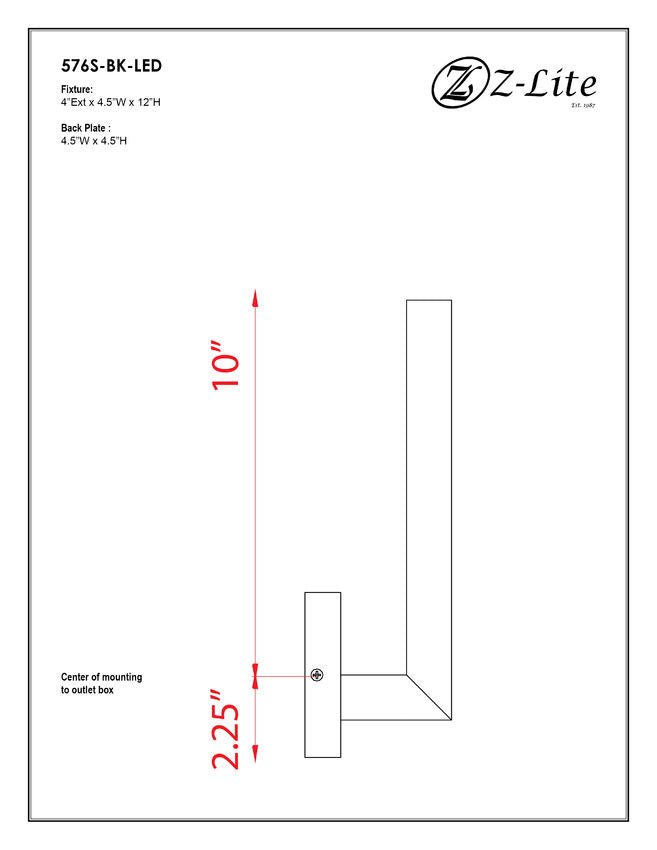576M-BK-LEDZ-Lite 576 Edge LED Outdoor Wall Sconce 27K
