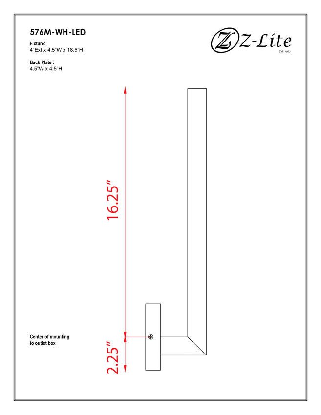 576M-BK-LEDZ-Lite 576 Edge LED Outdoor Wall Sconce 27K