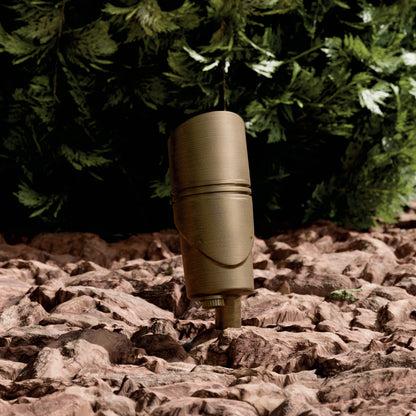 KICHLER Varia 16311 9.8W LED Medium Accent Light Selectable CCT Centennial Brass installed in landscape, daytime