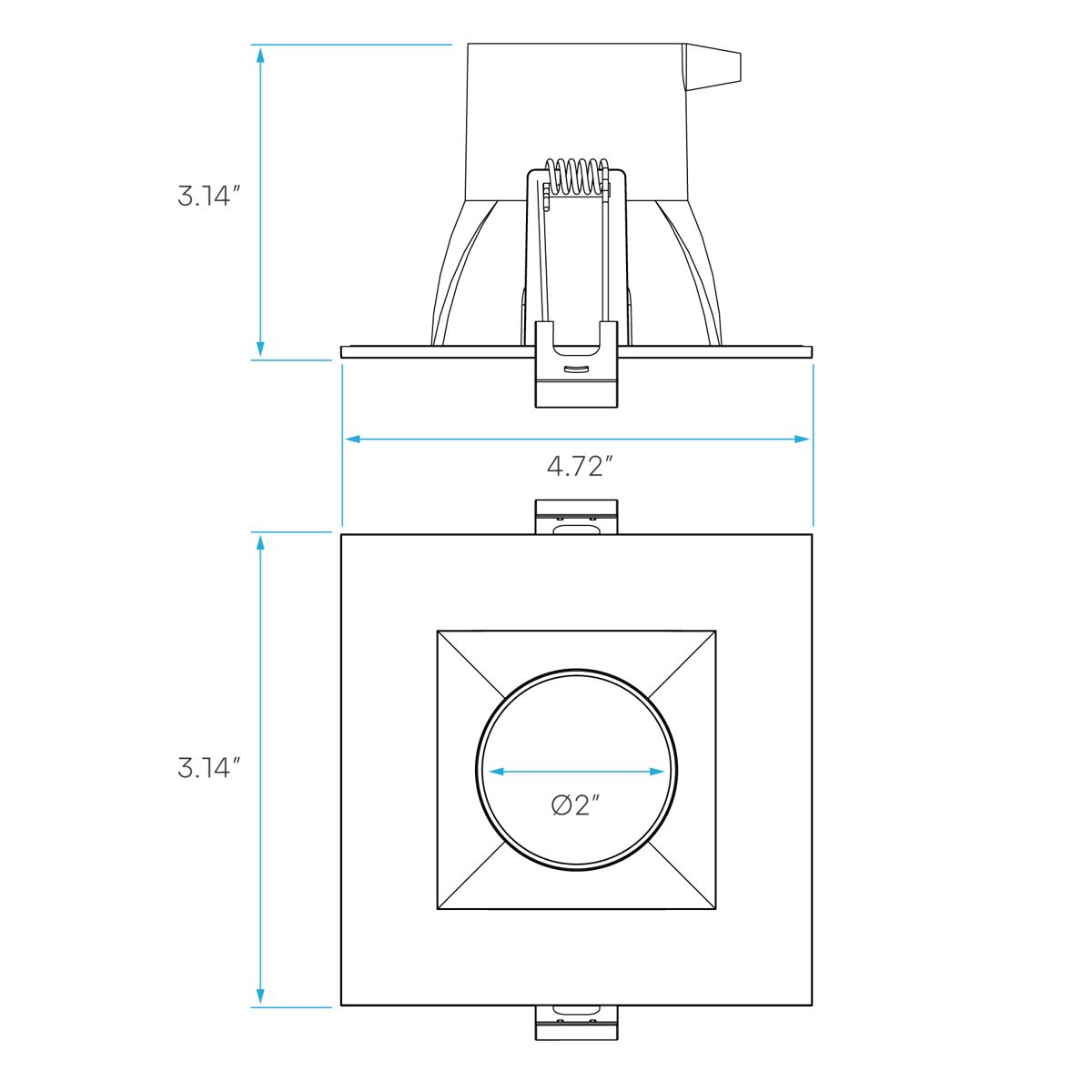 Luxrite LR23370 4" 12W Regressed Square Canless Spotlight Selectable CCT