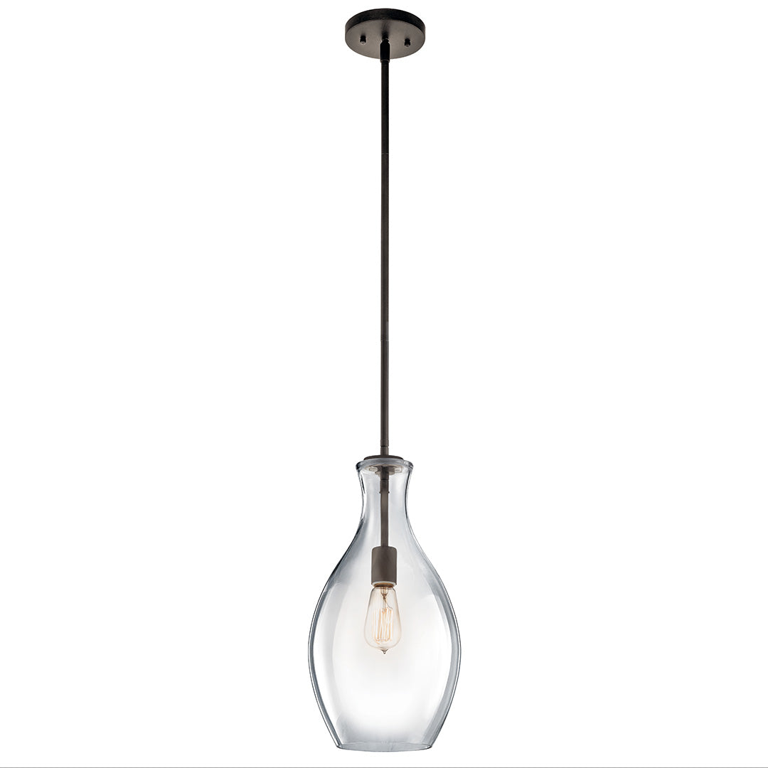 Everly 17.75" Pendant Clear Glass Bronze on a white background