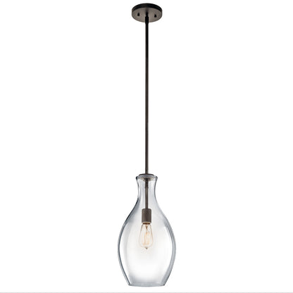 Everly 17.75" Pendant Clear Glass Bronze on a white background
