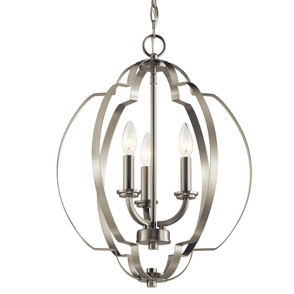 Close up view of the Voleta 20.75" 3 Light Pendant Nickel on a white background