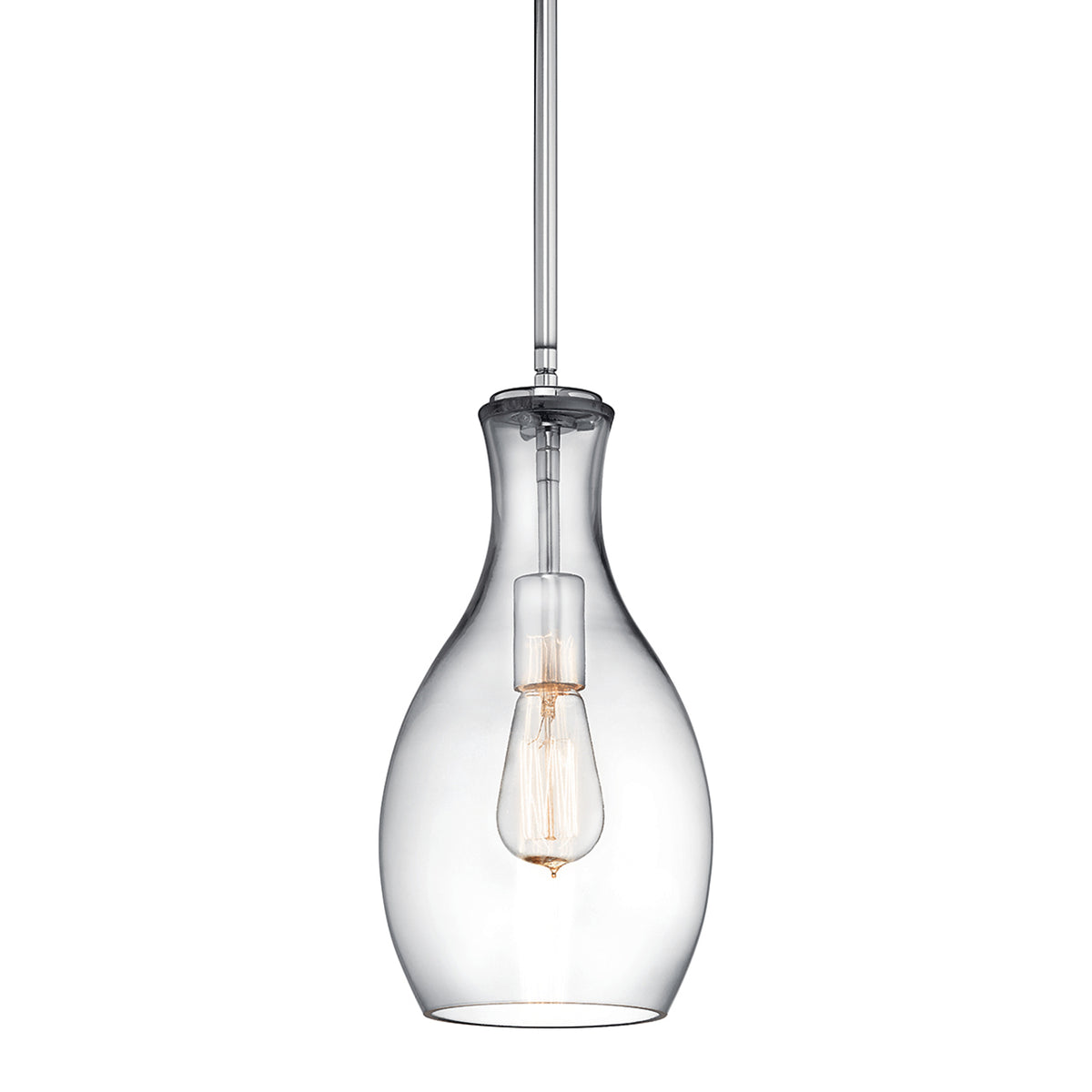 Everly 13.75" Pendant Clear Glass Chrome without the canopy on a white background