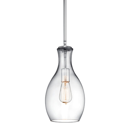 Everly 13.75" Pendant Clear Glass Chrome without the canopy on a white background