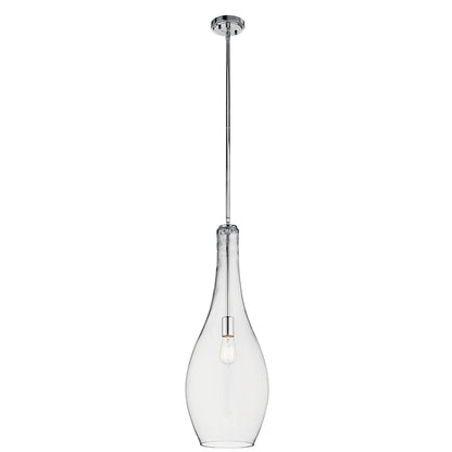 Everly™ 29.5" 1 Light Teardrop Pendant Clear Glass Chrome on a white background