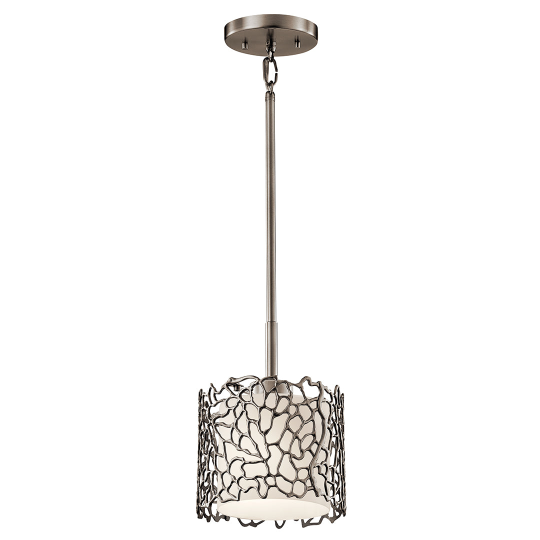 Silver Coral 1 Light Mini Pendant Pewter on a white background