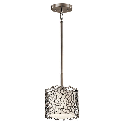 Silver Coral 1 Light Mini Pendant Pewter on a white background