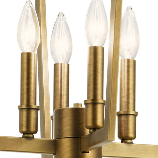 Close up view of the Abbotswell 19" 4 Light Pendant Brass on a white background
