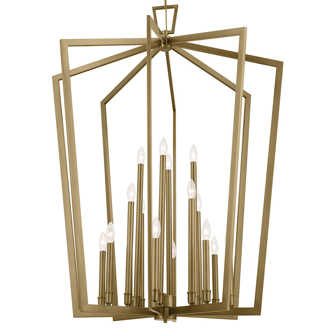 The Abbotswell 49 Inch 16 Light Foyer Pendant in Natural Brass on a white background