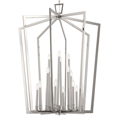 The Abbotswell 49 Inch 16 Light Foyer Pendant in Polished Nickel on a white background
