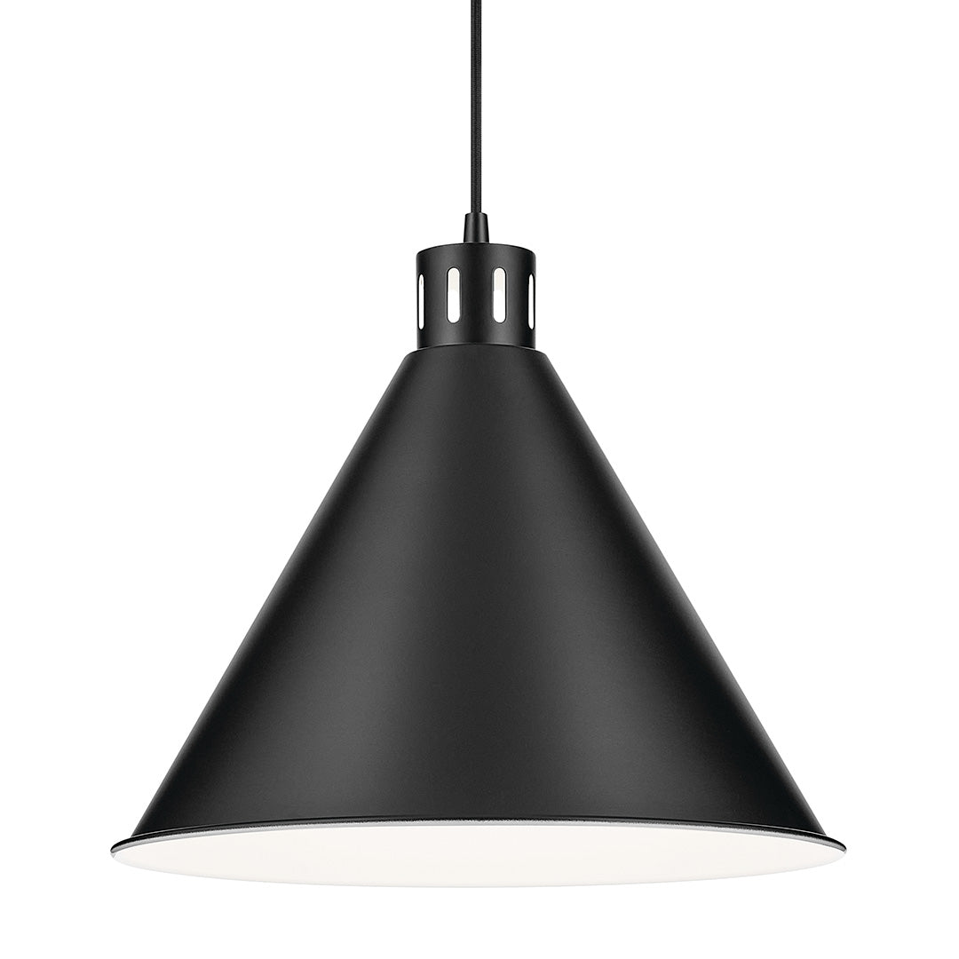 The Zailey 14.25" 1-Light Cone Pendant in Black on a white background