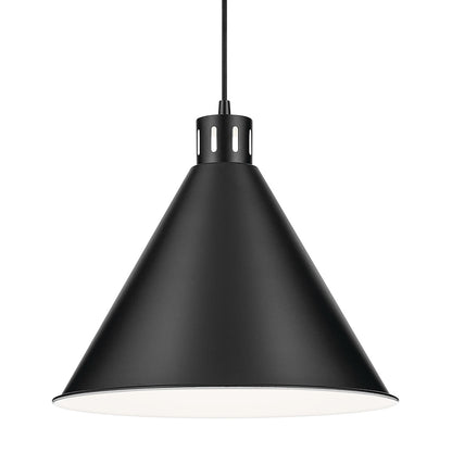 The Zailey 14.25" 1-Light Cone Pendant in Black on a white background