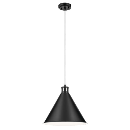 The Zailey 14.25" 1-Light Cone Pendant in Black on a white background