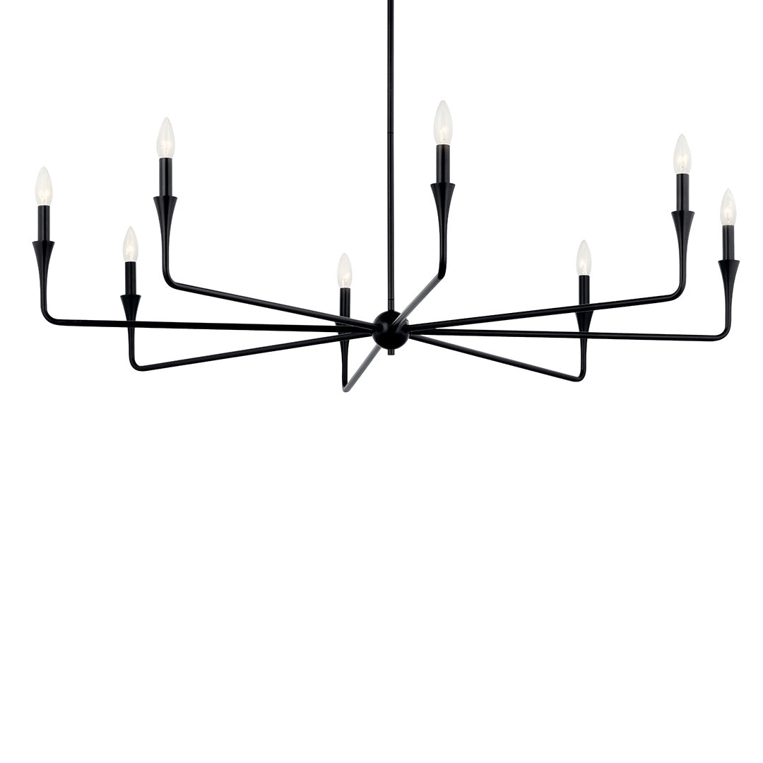The Alvaro 50 Inch 8 Light Chandelier in Black on a white background