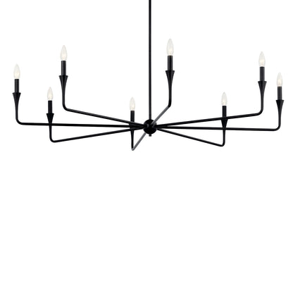 The Alvaro 50 Inch 8 Light Chandelier in Black on a white background