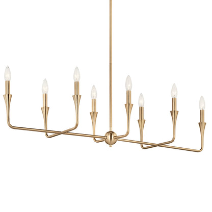 The Alvaro 45.5 Inch 8 Light Linear Chandelier in Champagne Bronze on a white background