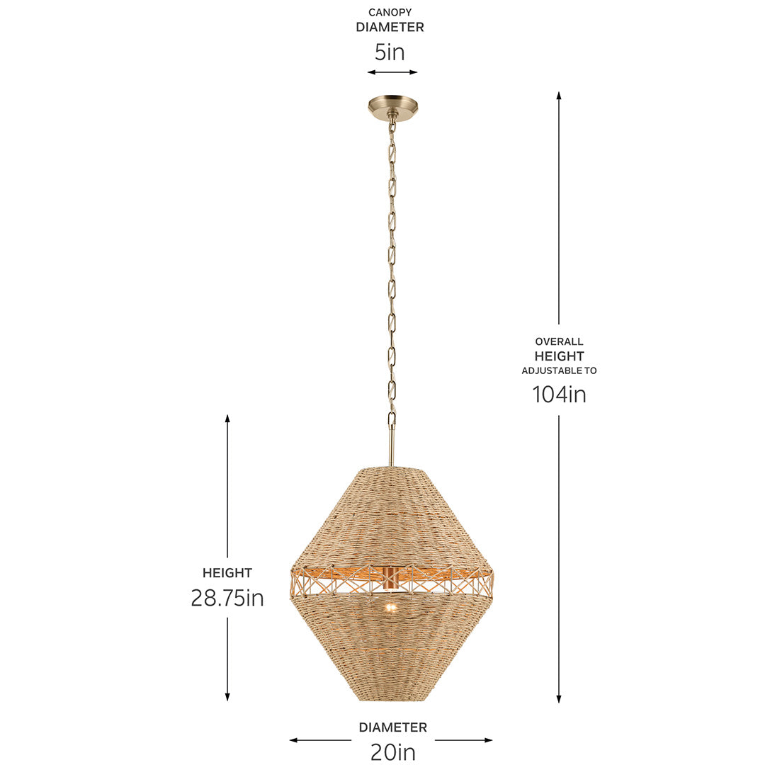 KICHLER Lulo 52743 20" Natural Woven Cord Pendant