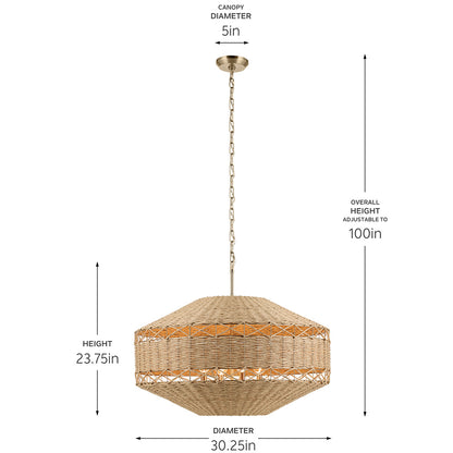 KICHLER Lulo 52744 30.25" Natural Woven Cord Pendant