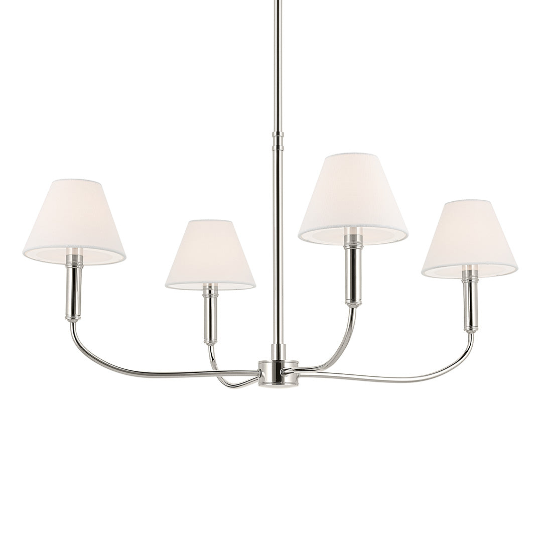 The Eadie 30.75 Inch 4 Light Chandelier in Polished Nickel on a white backround