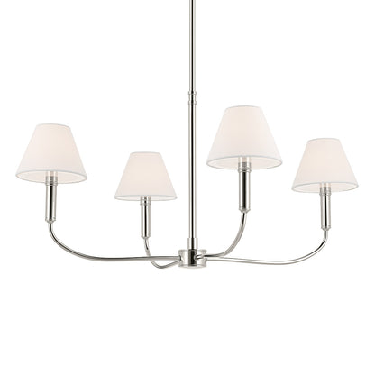 The Eadie 30.75 Inch 4 Light Chandelier in Polished Nickel on a white backround