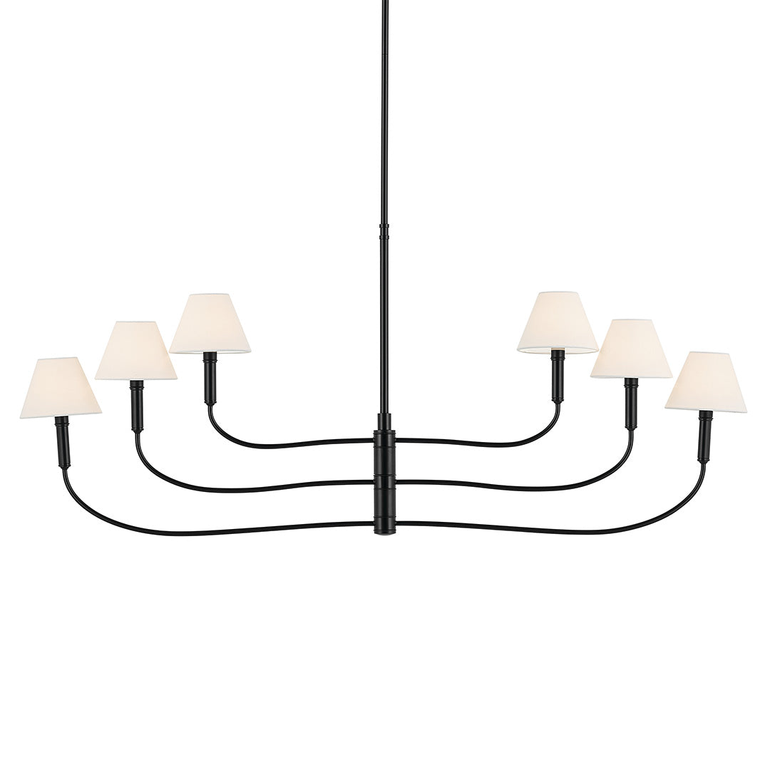 Front view of the Eadie 51.5 Inch 6 Light Chandelier in Black on a white backround