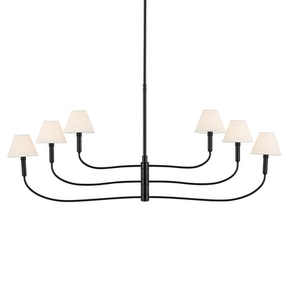 Front view of the Eadie 51.5 Inch 6 Light Chandelier in Black on a white backround