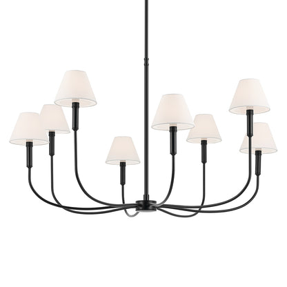 The Eadie 41.25 Inch 8 Light Chandelier in Black on a white backround