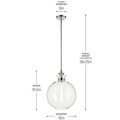 Kichler Laria 52779 1 Bulb 15 Inch Globe Pendant Light