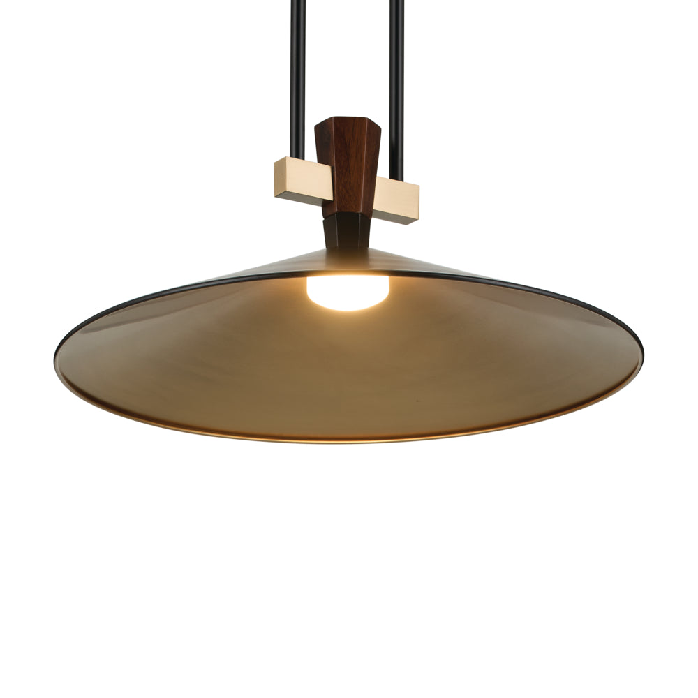 Bottom view of the Tenon 20" 1-Light LED Pendant in Black on a white background