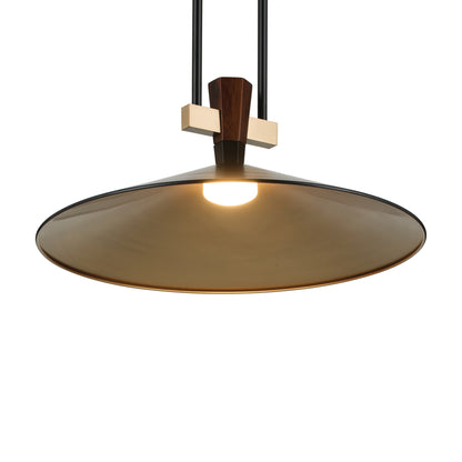 Bottom view of the Tenon 20" 1-Light LED Pendant in Black on a white background